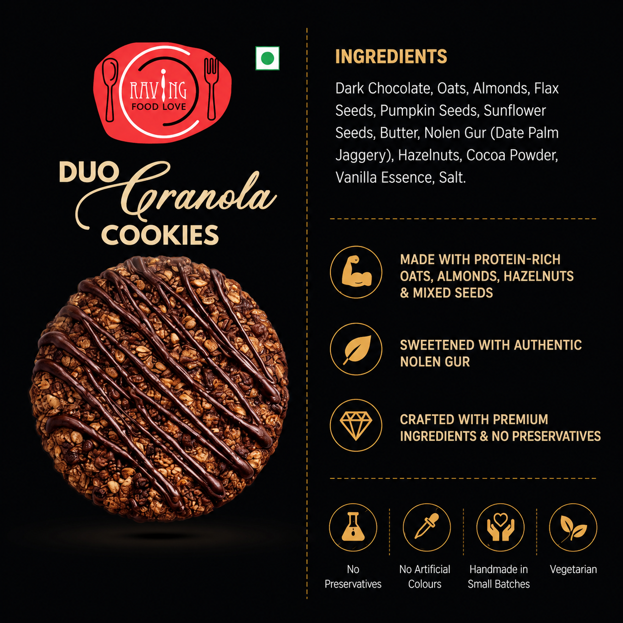 Duo Granola Cookies | Oat Cookies | 190 g